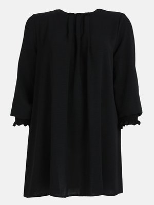 Siyah Büyük Beden Yakası İnci Detaylı Tunik