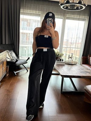 Siyah Boxer Model Dökümlü Pantolon