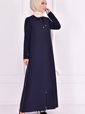 Fermuarlı Ferace Lacivert