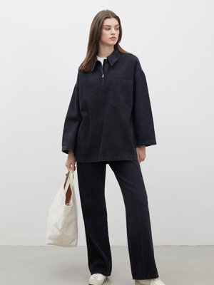 Dikiş Detaylı Straıght Denim Pantolon Siyah Dikiş Detaylı Straıght Denim Pantolon Siyah