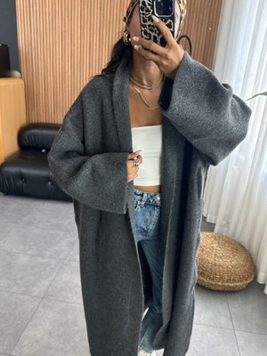 Maxi Boy Uzun Polarlı Kalın Triko Hırka