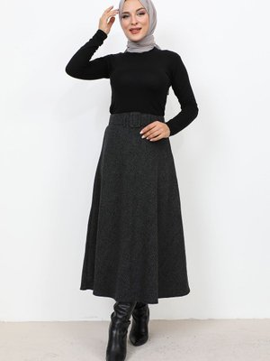 Desenli Kışlık Mevlana Etek Füme Desenli Kışlık Mevlana Etek Füme