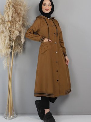 Taba Kapüşonlu Ribanalı Trençkot