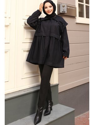 Siyah Yakalı Trençkot