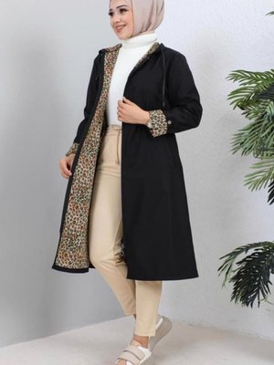 Kadın Siyah Kapüşonlu Trençkot T Kadın Siyah Kapüşonlu Trençkot T