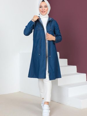 Koyu Lacivert Tünel Detaylı Kot Kap