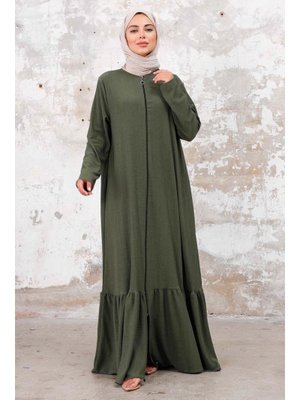 Haki Zeyel Boydan Fermuarlı Ferace