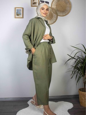 Berceste Keten Takım Haki Berceste Keten Takım Haki