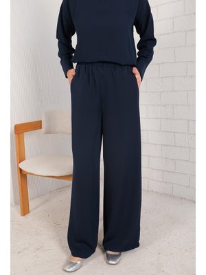 Lacivert Krep Bol Pantolon