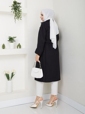 Kolları Büzgülü Astarsız Oversize Kaşe Kaban