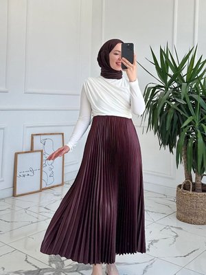 Beli Lastikli Pileli Etek, Standart Beden (henza)