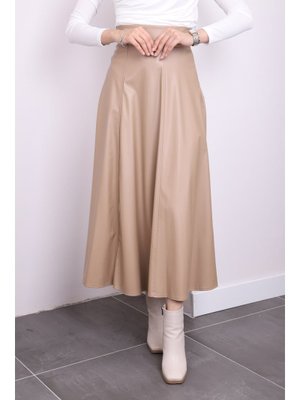 Vizon Deri Kloş Etek Vizon Deri Kloş Etek