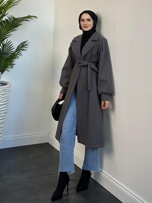 Janella Kruvaze Yaka Kaban Gri Janella Kruvaze Yaka Kaban Gri