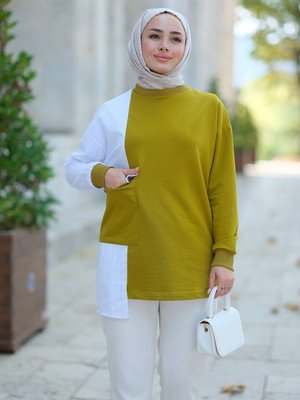 Gömlek Detay Cepli Tunik Yağ Yeşil Gömlek Detay Cepli Tunik Yağ Yeşil