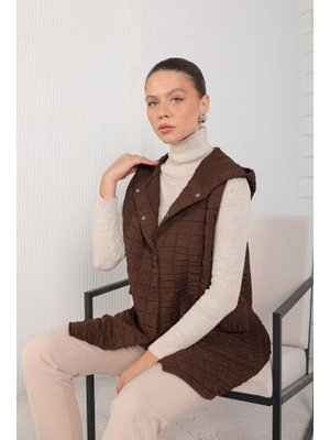 Kahverengi Kapitone Yelek