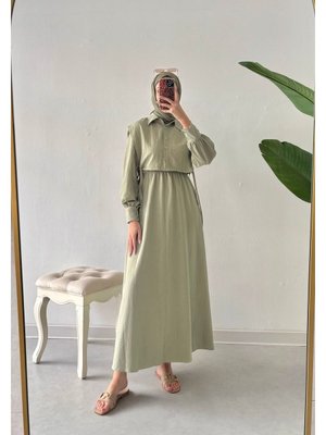 Giyim Elbise Bolerolu Su Yeşili