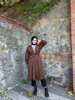 Balon Kol Düz Trençkot