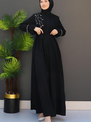 Taş İşlemeli Ferace Siyah Taş İşlemeli Ferace Siyah