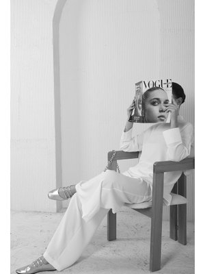 Ekru Krep Bol Pantolon