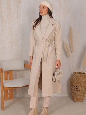 Taş Kuşaklı Kaşe Kaban