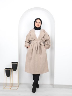 Kuşaklı Kolları Büzgülü Kaban