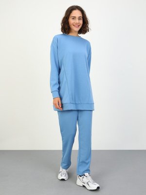 Scuba Dikiş Detaylı Rahat Kesim Eşofman Takım Açık İndigo Scuba Dikiş Detaylı Rahat Kesim Eşofman Takım Açık İndigo