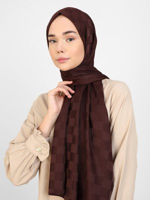 Acı Kahve Diamond Dama Desen Şal