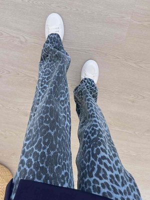 Leopar Desen Pantolon Mavi