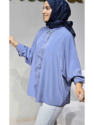 Mavi Nakışlı Gömlek