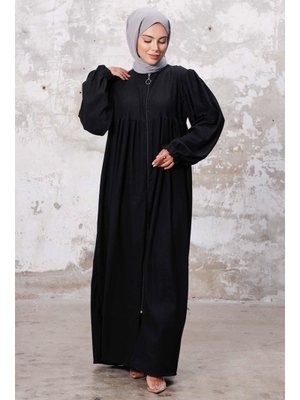 Siyah Esyel Büzgü Kol Ferace