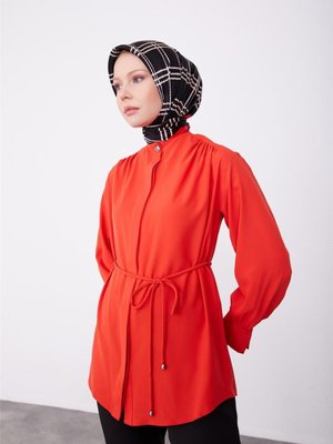 Beli Bağlamalı Gömlek Kırmızı