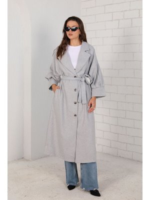 Gri Balon Kol Kaşe Kaban