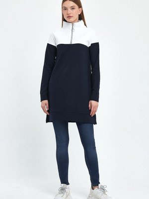 Siyah Dik Yaka Fermuarlı Basic Sweatshirt Siyah Dik Yaka Fermuarlı Basic Sweatshirt