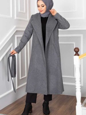 Bağlamalı Kaban Gri