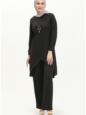 Kolyeli Tunik Pantolon İkili Takım Siyah Kolyeli Tunik Pantolon İkili Takım Siyah