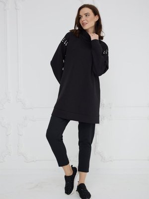 Taş Detaylı Dik Yaka Sweatshırt