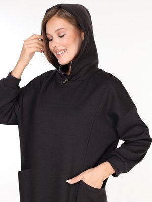 Kadın Kapüşonlu Önü Fermuarlı Sweatshirt