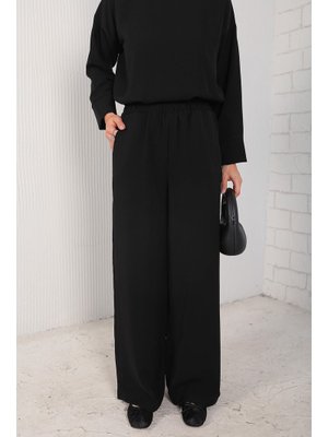 Siyah Krep Bol Pantolon