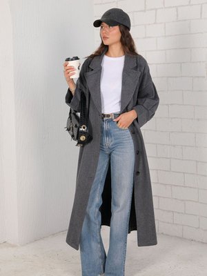 Antrasit Balon Kol Kaşe Kaban