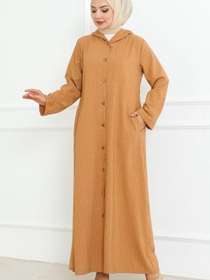 Taba Düğme Detaylı Ahsen Elbise