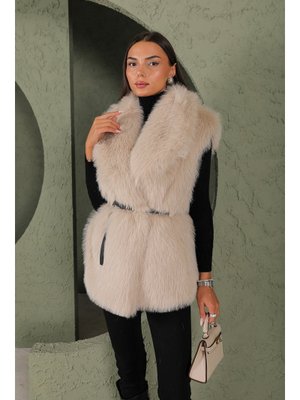 Taş Kemerli Kürk Yelek