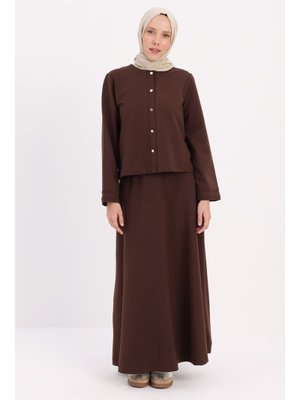 Acı Kahve Hırkalı Etekli Takım