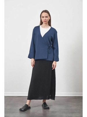 İndigo Triko Kruvaze Ceket