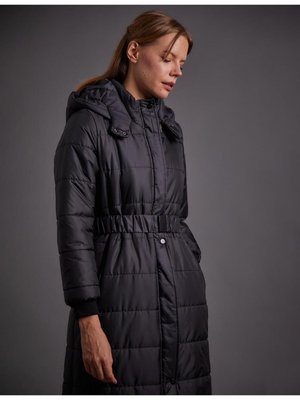 Kemerli Kapüşonlu Anorak Mont Siyah