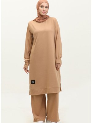 İki İp Tunik Pantolon İkili Takım Karamel İki İp Tunik Pantolon İkili Takım Karamel