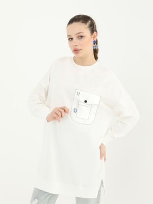 İki İplik Cep Detaylı Sweatshirt