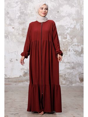 Bordo Zeyel Boydan Fermuarlı Ferace Bordo Zeyel Boydan Fermuarlı Ferace