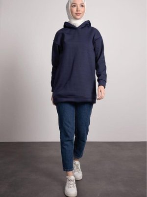 Kapüşonlu Sweat Lacivert Kapüşonlu Sweat Lacivert