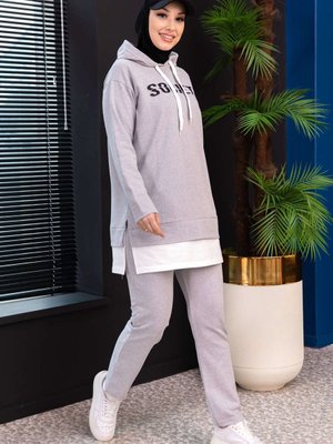 Düz Orta Gri Tunik Pantolon Düz Orta Gri Tunik Pantolon