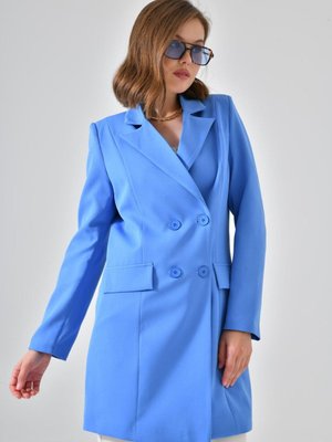 İndigo Düğme Detaylı Business Ceket